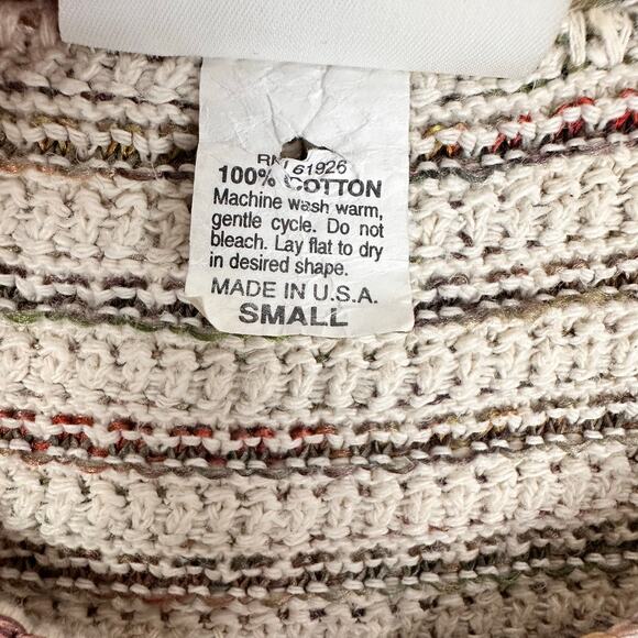 Vintage Croft & Barrow Crochet Knit Cream Short Sleeve Button Up Top Sz Small - Picture 12 of 12